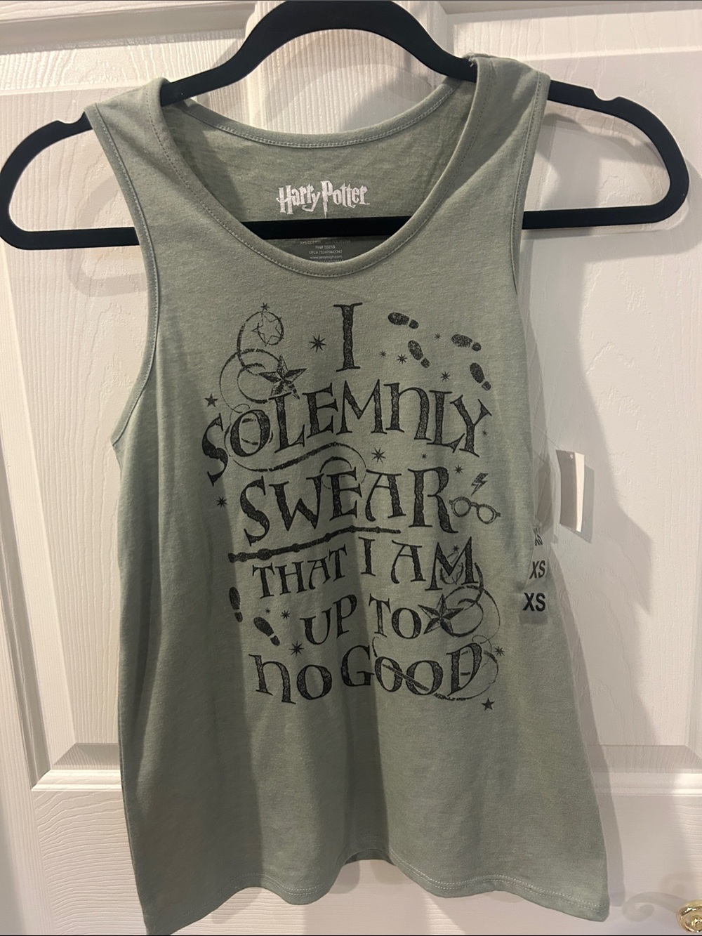 Harry Potter "I Solemnly Swear" Sage Green Tank Top-XS-NWT
